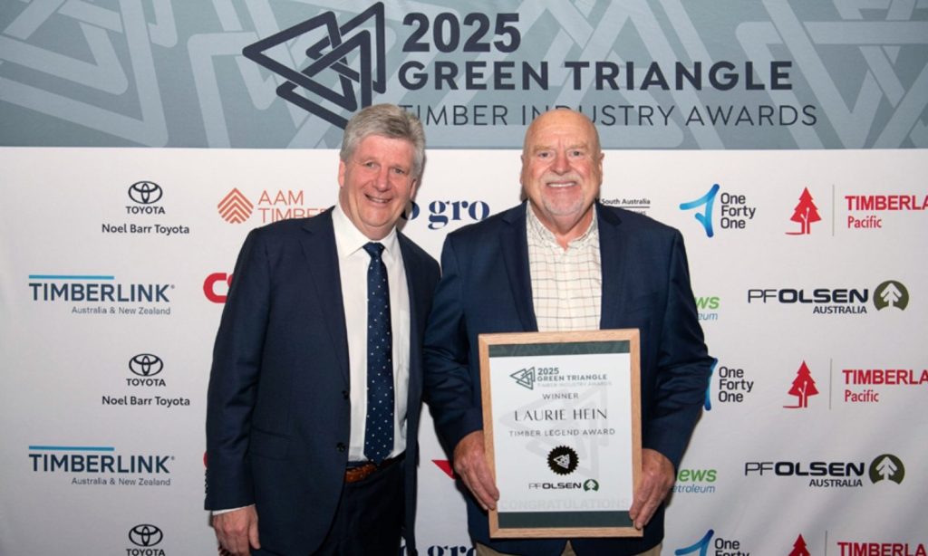 ABP CEO Russ Hughes with Timber Legend Laurie Hein.