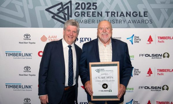 ABP CEO Russ Hughes with Timber Legend Laurie Hein.