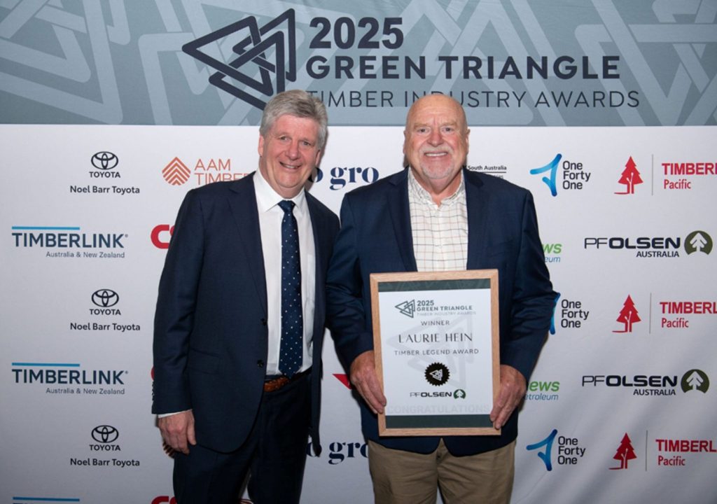 ABP CEO Russ Hughes with Timber Legend Laurie Hein.